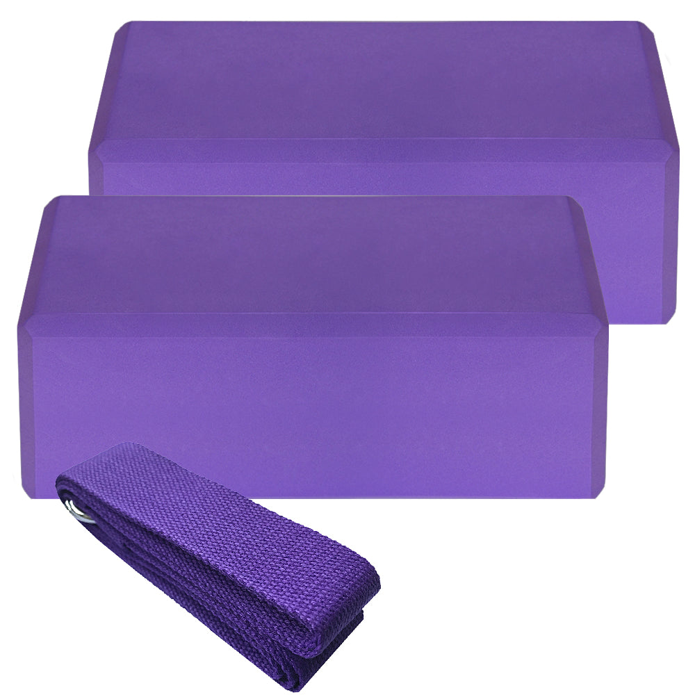 EVA Yoga Block & Strap Set — 2 Blocks + Stretch Strap for Yoga & Pilates