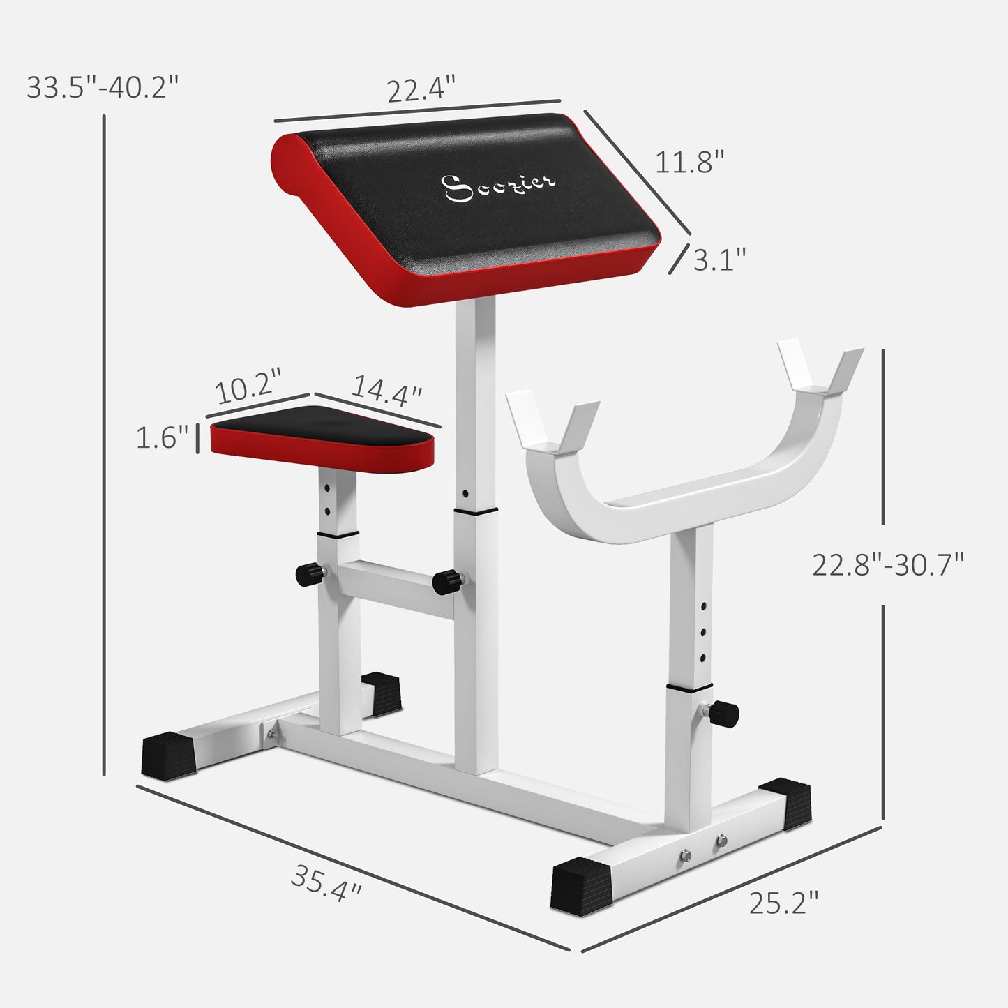 Preacher Curl Bench - Adjustable Bicep & Arm Isolation Station, 265 lb Capacity
