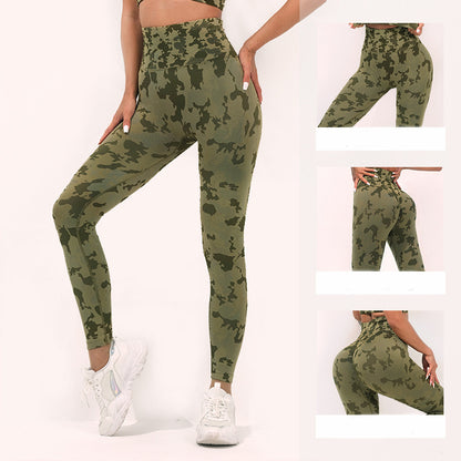 Pantalones de yoga con estampado de camuflaje de moda, leggings de cintura alta sin costuras, pantalones deportivos elásticos para levantar los glúteos y correr, ropa de fitness para mujer