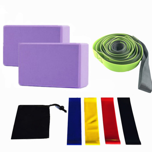 8-Piece Yoga & Resistance Training Kit - Blocks, Bands, Strap & Bag