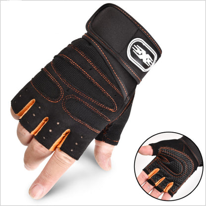 Half-Finger Cycling Gloves - Breathable Padded Bike Gloves with Wrist Support