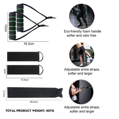 Juego de entrenamiento de fuerza con cuerda elástica y cuerda de tracción