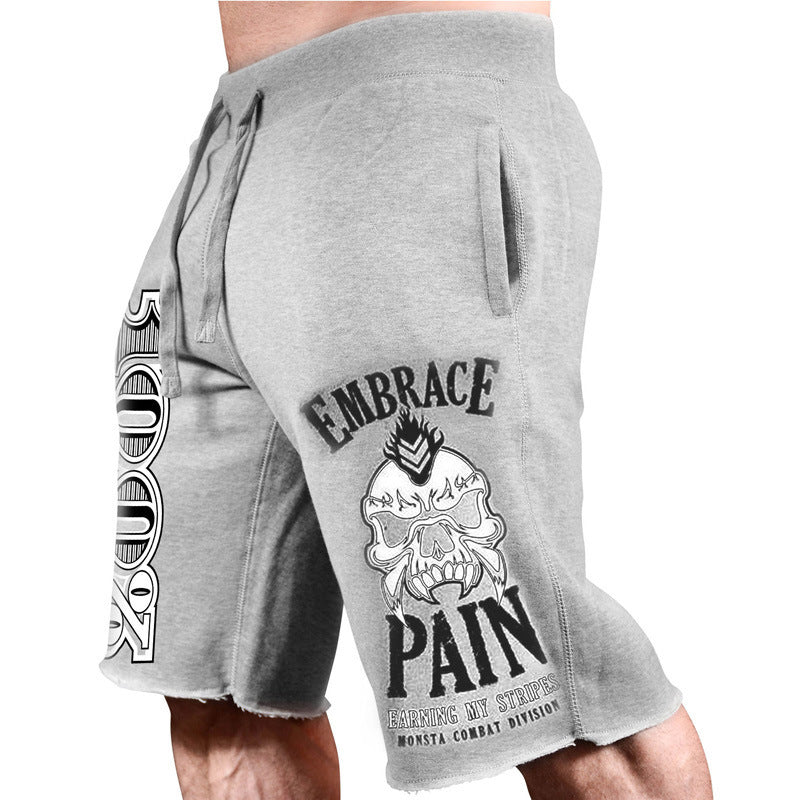 Pantalones cortos de algodón estampados para entrenamiento, correr y deportes de ocio para hombre