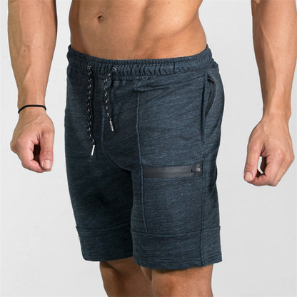 Summer Men's Gyms Shorts Bodybuilding Clothing Men Fitness Zipper Pathwork Workout Cotton Shorts