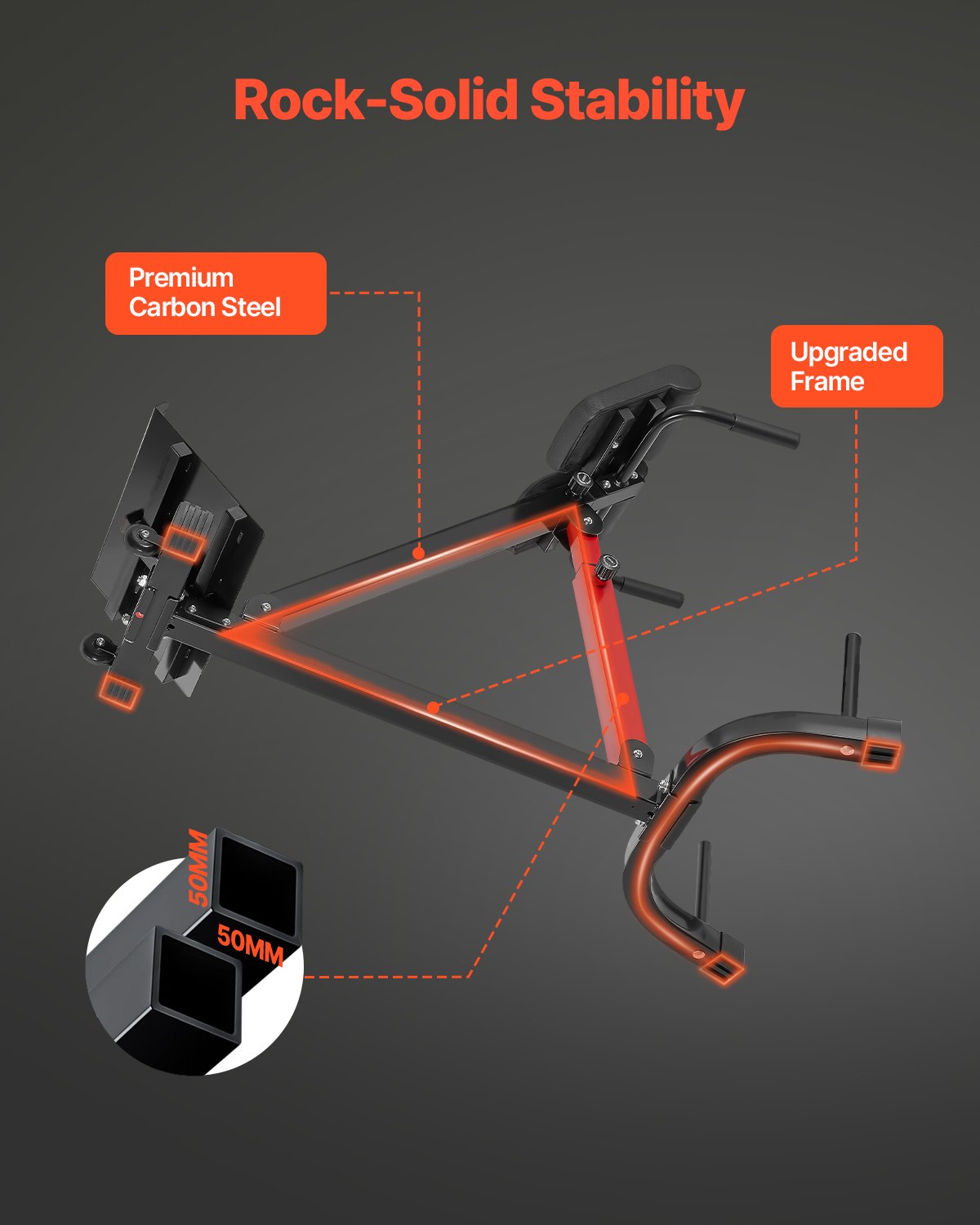 Adjustable Roman Chair Hyperextension Bench - 350 lb Capacity Back Extension Machine