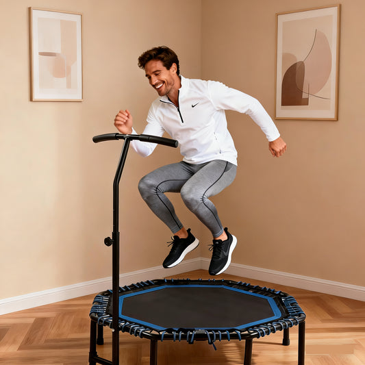 48" Foldable Bungee Rebounder Trampoline with Adjustable Handlebar — 450 LB Capacity