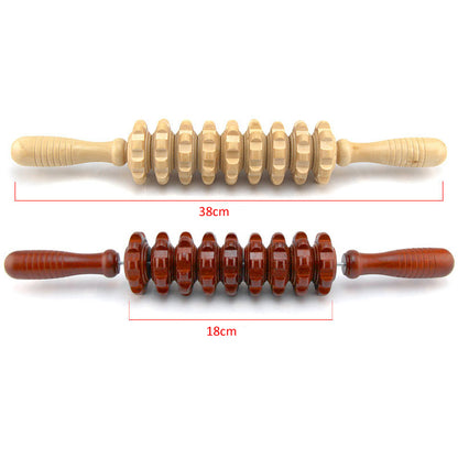 Wooden Massage Roller Stick — Trigger Point Relief for Back, Neck & Legs