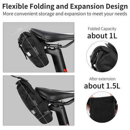 Bicycle Rear Seat Tail Bag - Folding Waterproof Cycling Pouch
