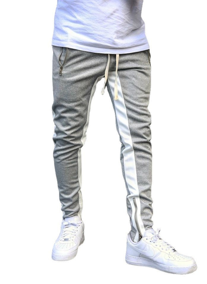 New Casual Pants Stand Alone Wish AliExpress Hot Style Men's Sports Pants Hit Color Cotton Straight-Leg Pants