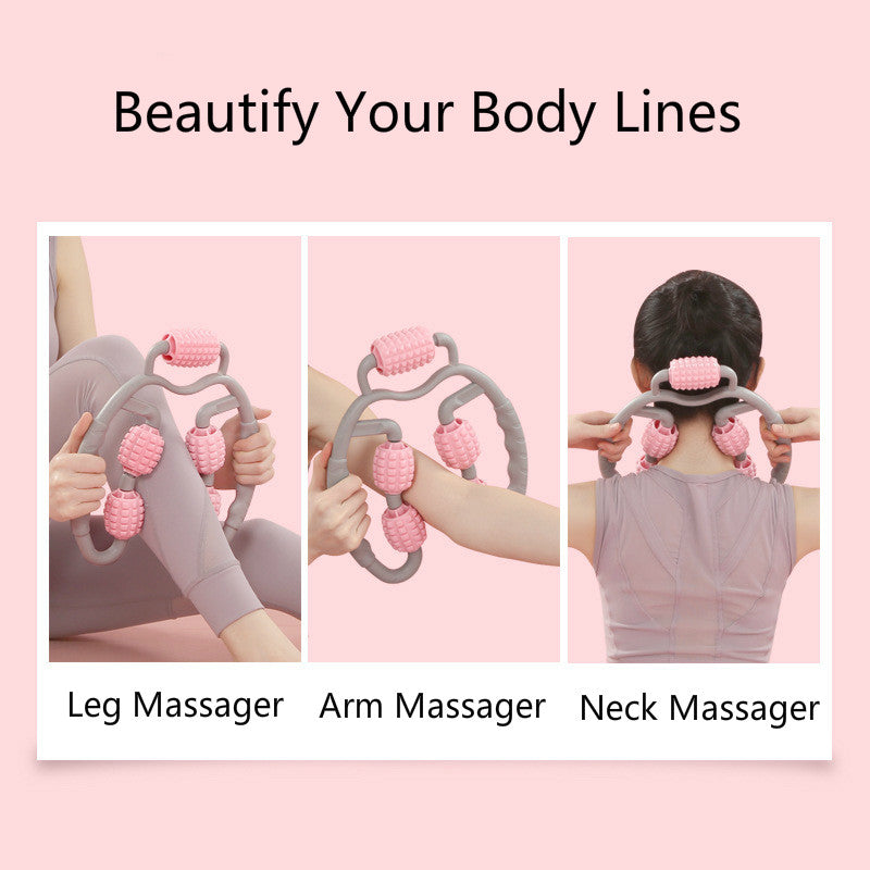 U-Shape Muscle Roller - 4-Wheel Trigger Point Massager