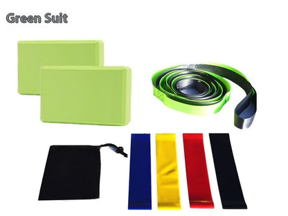 8-Piece Yoga & Resistance Training Kit - Blocks, Bands, Strap & Bag