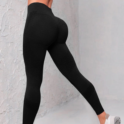 Pantalones de yoga de cintura alta sin costuras para mujer, mallas con estampado de rayas y puntos de colores sólidos para levantar los glúteos, para fitness, correr, deportes, gimnasio