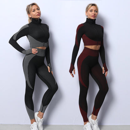 Conjunto de 3 piezas de yoga, conjunto deportivo sin costuras, ropa de gimnasio para mujer, leggings, top corto, sujetador deportivo, conjunto de gimnasio para mujer, conjuntos de chándal para mujer