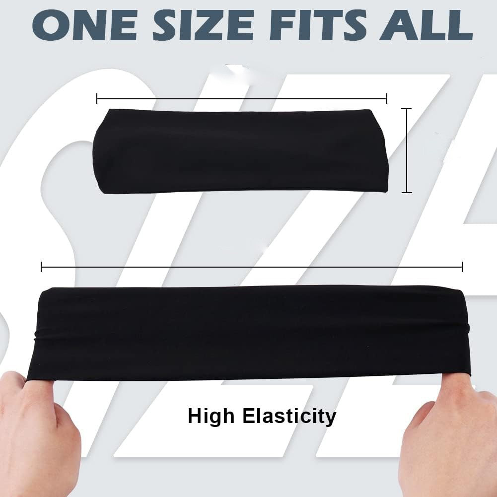 Sports Headbands 5-Pack - Non-Slip Sweat Wicking