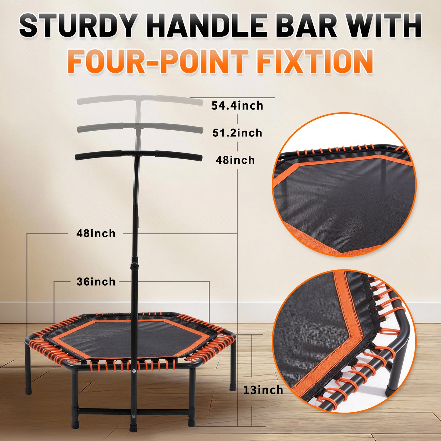 48" Bungee Rebounder Trampoline with Adjustable Handlebar