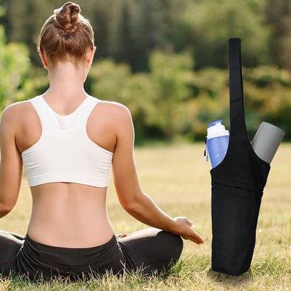 Canvas Yoga Mat Bag with Shoulder Strap - Multi-Pocket Storage