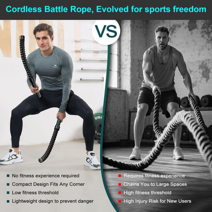 Cordless Battle Ropes - Portable Weighted Ropeless Training for HIIT & Cardio
