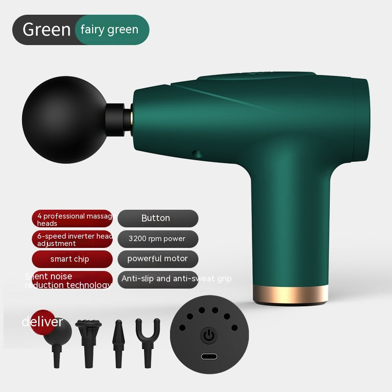 Mini Massage Gun — 6-Speed Percussion Massager with 4 Attachment Heads & USB-C Charging