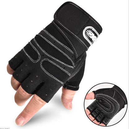 Half-Finger Cycling Gloves - Breathable Padded Bike Gloves with Wrist Support
