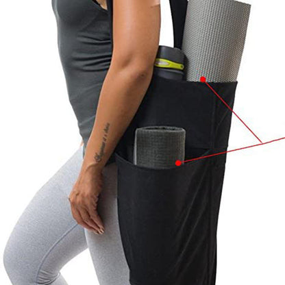 Canvas Yoga Mat Bag with Shoulder Strap - Multi-Pocket Storage