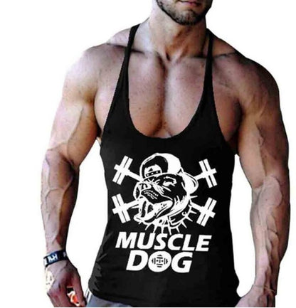 Camisetas de dibujos animados, camisetas de culturismo, chalecos de fitness para hombres, ropa deportiva con estampado de perros y músculos para entrenamiento superior