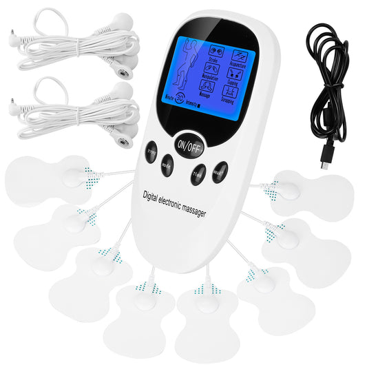TENS Unit Muscle Stimulator - Dual Channel EMS Device with 8 Electrode Pads for Pain Relief