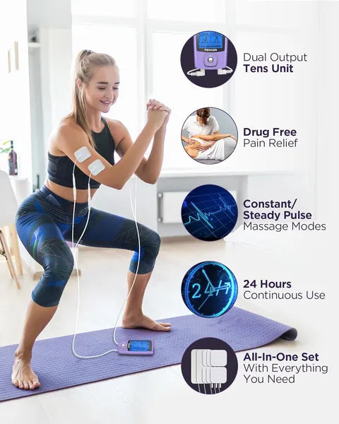 TENS EMS Unit - 24 Modes Rechargeable Muscle Stimulator for Pain Relief & Recovery