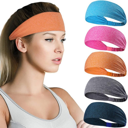 Sports Headbands 5-Pack - Non-Slip Sweat Wicking