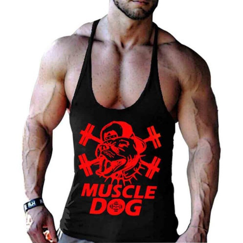 Camisetas de dibujos animados, camisetas de culturismo, chalecos de fitness para hombres, ropa deportiva con estampado de perros y músculos para entrenamiento superior