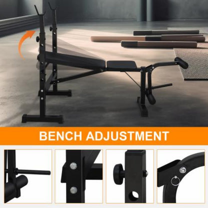 Olympic Weight Bench with Squat Rack - Full Body Home Gym Station