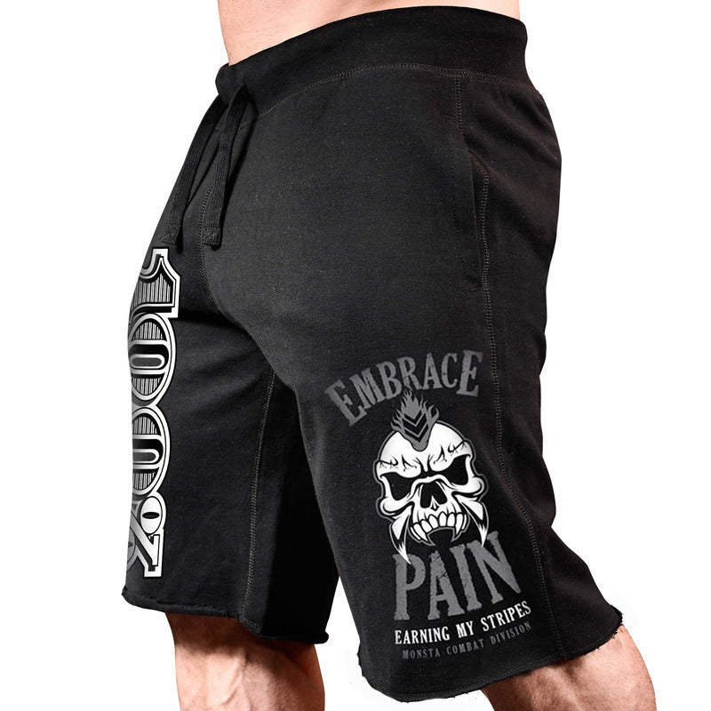 Pantalones cortos de algodón estampados para entrenamiento, correr y deportes de ocio para hombre