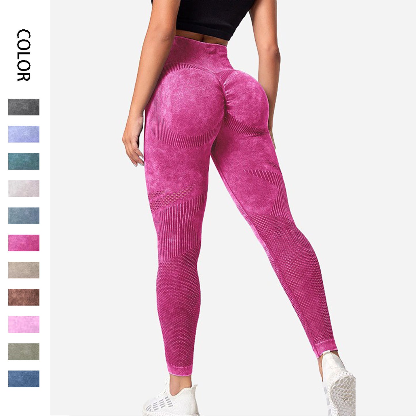 Leggings sin costuras con diseño hueco, cintura alta, levantamiento de cadera, pantalones deportivos para correr, fitness, yoga, ropa de moda para mujer