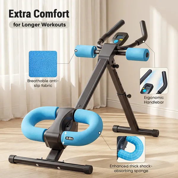 Adjustable Ab Machine - Foldable Core Trainer with LCD Display & 440 lb Capacity
