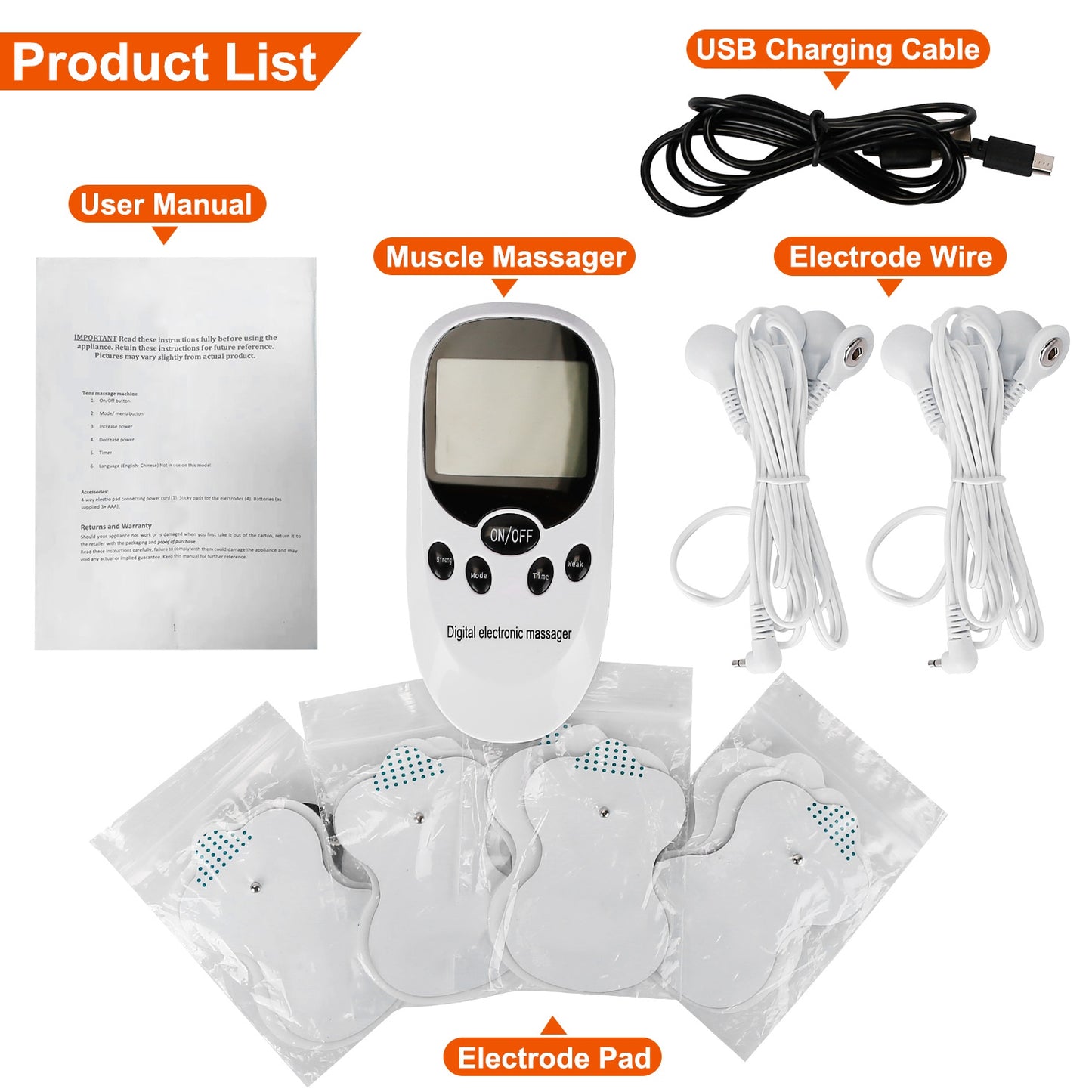TENS Unit Muscle Stimulator - Dual Channel EMS Device with 8 Electrode Pads for Pain Relief