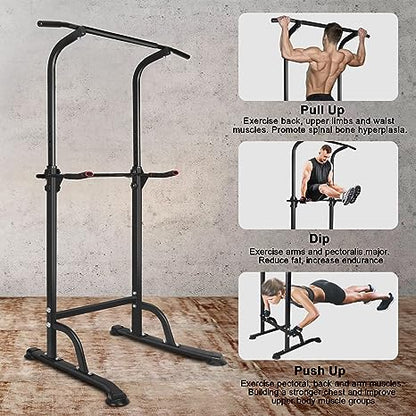Power Tower Pull-Up & Dip Station - Adjustable Multi-Function Home Gym
