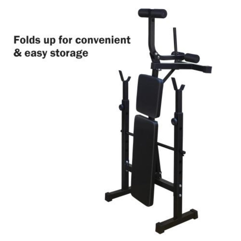 Olympic Weight Bench with Squat Rack - Full Body Home Gym Station