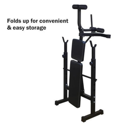 Olympic Weight Bench with Squat Rack - Full Body Home Gym Station