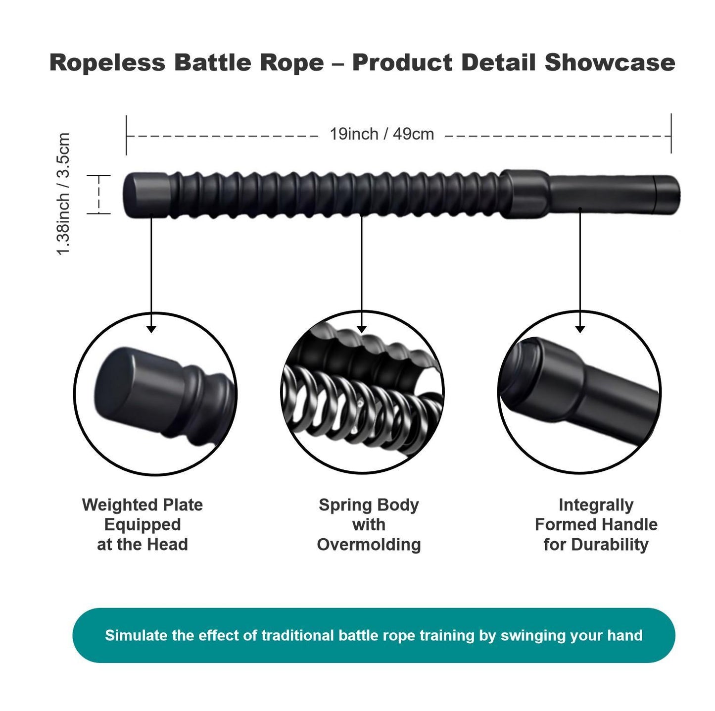 Cordless Battle Ropes - Portable Weighted Ropeless Training for HIIT & Cardio