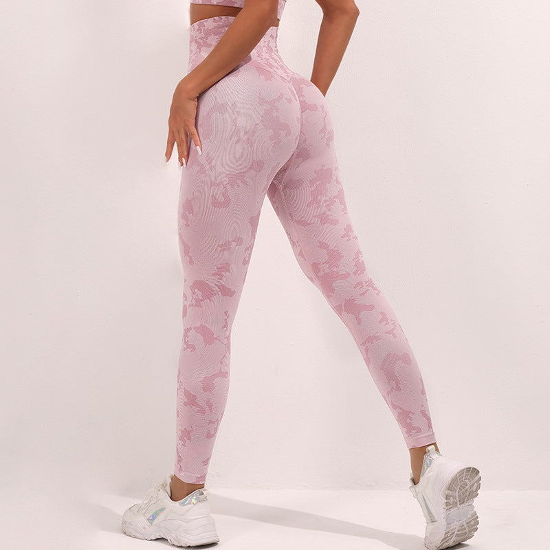 Pantalones de yoga con estampado de camuflaje de moda, leggings de cintura alta sin costuras, pantalones deportivos elásticos para levantar los glúteos y correr, ropa de fitness para mujer