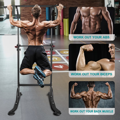 Power Tower Dip Station - Adjustable Height Pull Up Bar & Multi-Function Home Gym