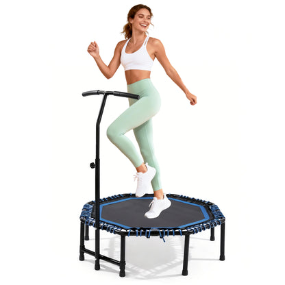 48" Foldable Bungee Rebounder Trampoline with Adjustable Handlebar — 450 LB Capacity