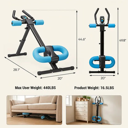 Adjustable Ab Machine - Foldable Core Trainer with LCD Display & 440 lb Capacity