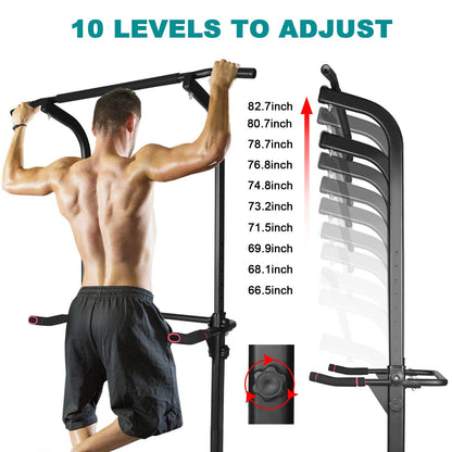 Power Tower Dip Station - Adjustable Height Pull Up Bar & Multi-Function Home Gym