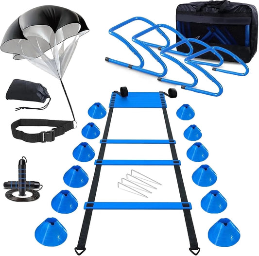 Speed & Agility Ladder Training Set - Adjustable Footwork Trainer with Carry Bag