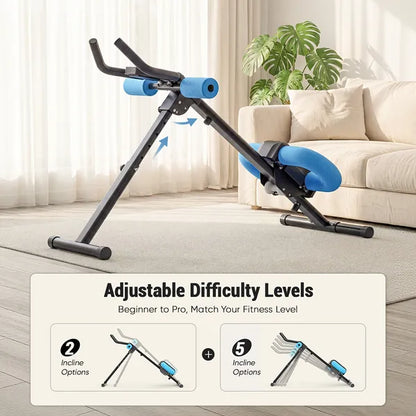 Adjustable Ab Machine - Foldable Core Trainer with LCD Display & 440 lb Capacity