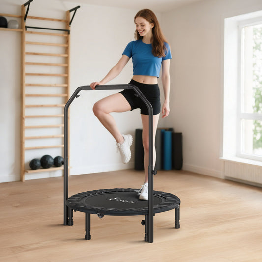 40" Foldable Rebounder Trampoline for Adults - Adjustable Handlebar & 330 lb Capacity