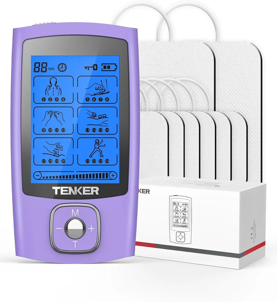 TENS EMS Unit - 24 Modes Rechargeable Muscle Stimulator for Pain Relief & Recovery