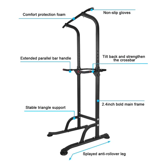 Power Tower Dip Station - Adjustable Height Pull Up Bar & Multi-Function Home Gym