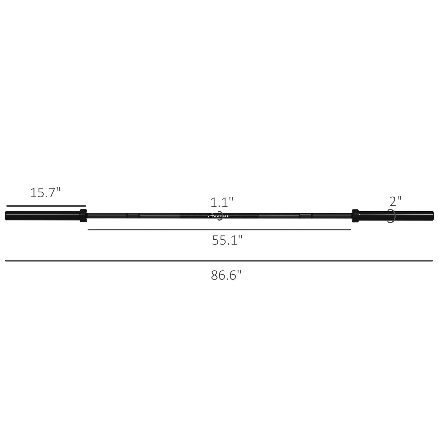 7.2ft Olympic Barbell - 1500 lb Capacity with Rotating Sleeves & Knurling Grip