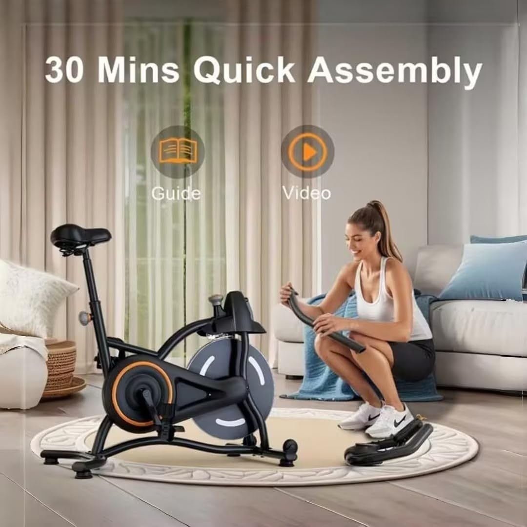 Indoor Spin Bike - Stationary Cycling Bike with Heart Rate Monitor
